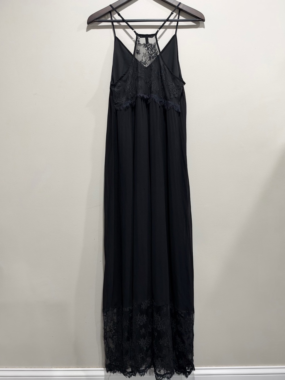 Black Lace Racerback Maxi Slip Dress Victoria’s Secret L Dark Romance - Picture 5 of 7